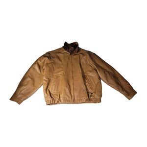 Vintage Members Only Jacket Size L Mens Brown Leather Rain Coat Retro Gorpcore